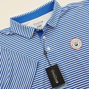 Good Good Golf Polo Shirt Mens XL Independence Blue Striped Performance Golf Top
